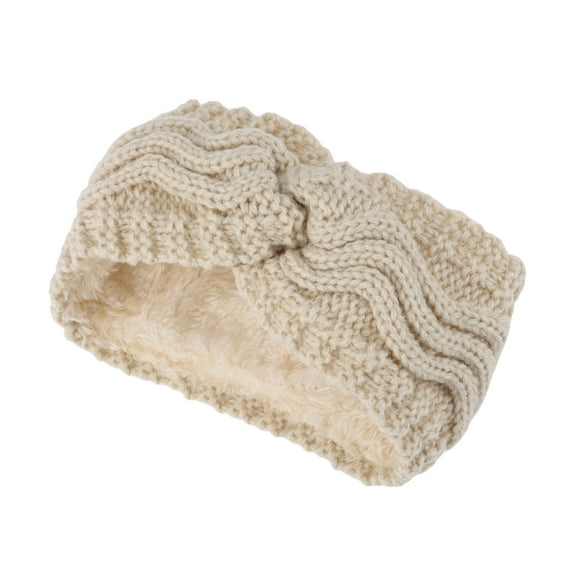 Unique Bargains 1 Pc Women's Warm Headband Winter Ear Warmer Wave Cross Head Wraps Beige