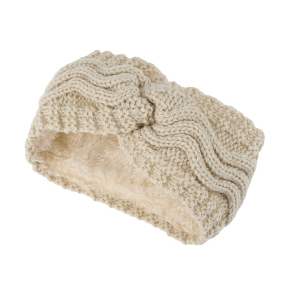 Unique Bargains 1 Pc Women's Warm Headband Winter Ear Warmer Wave Cross Head Wraps Beige