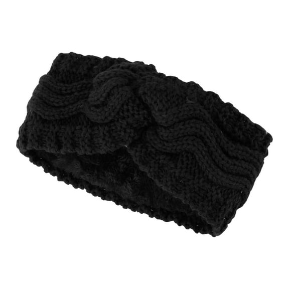 Unique Bargains 1 Pc Women's Warm Headband Winter Ear Warmer Wave Cross Head Wraps Black