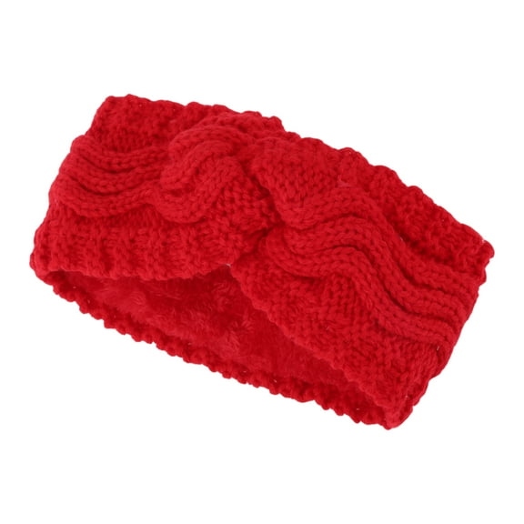 Unique Bargains 1 Pc Women's Warm Headband Winter Ear Warmer Wave Cross Head Wraps Red