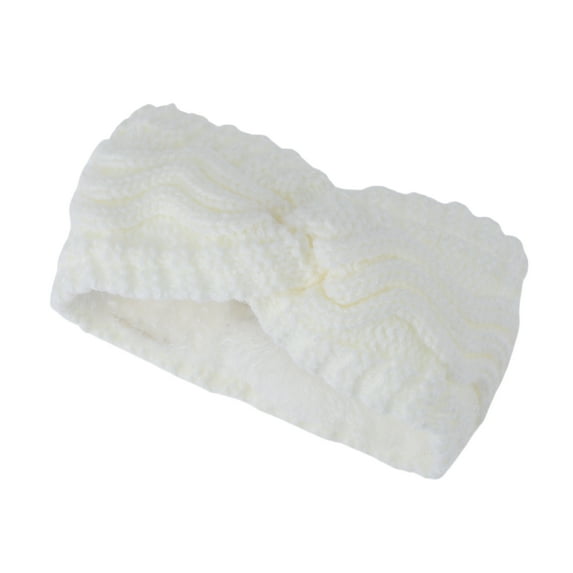 Unique Bargains 1 Pc Women's Warm Headband Winter Ear Warmer Wave Cross Head Wraps White