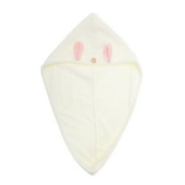 Unique Bargains 1 Pc Comfortable Rabbit Ears Hair Towel for Bathroom Hotel Coral Fleece Beige