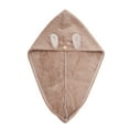 thumbnail image 1 of Unique Bargains 1 Pc Comfortable Rabbit Ears Hair Towel for Bathroom Hotel Coral Fleece Light Brown, 1 of 5
