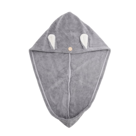 Unique Bargains 1 Pc Comfortable Rabbit Ears Hair Towel for Bathroom Hotel Coral Fleece Light Gray