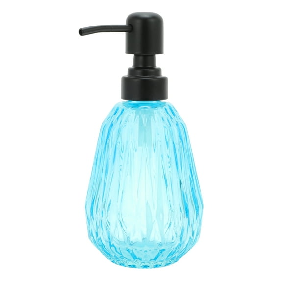 Unique Bargains 1 Pc Convenient Argyle Soap Dispenser 11.84oz Blue Black