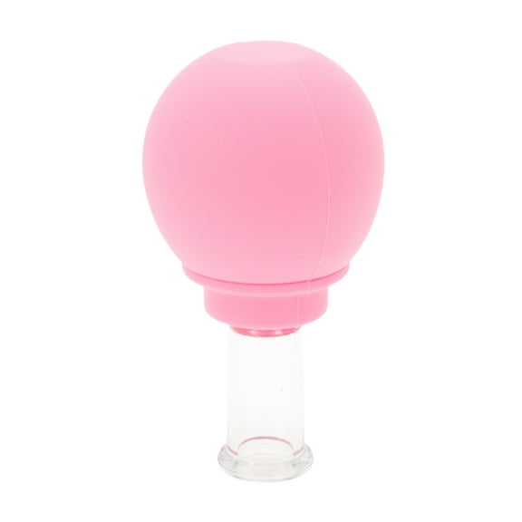 Unique Bargains 1 Pc Convenient Cupping Facial Tools for Beauty Parlor 0.39" Pink Silicone Glass