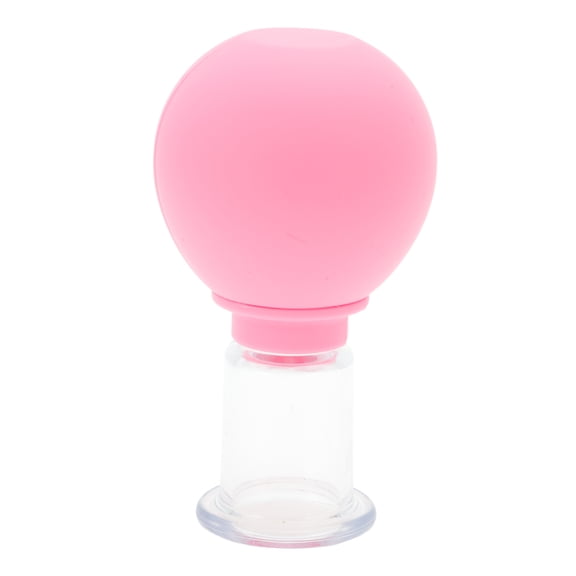 Unique Bargains 1 Pc Convenient Cupping Facial Tools for Beauty Parlor 0.79" Pink Silicone Glass