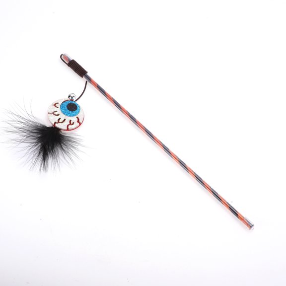 Unique Bargains 1 Pc Convenient Eyes Pattern Cat Playing Rod for Indoor Blue Plastic