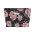 thumbnail image 1 of Unique Bargains 1 Pc Convenient Flower Makeup Bag Polyester Black Pink Large, 1 of 5