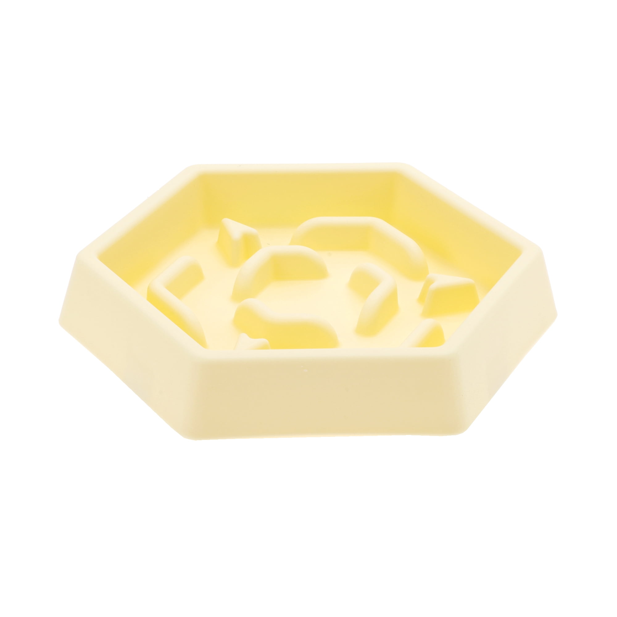 Unique Bargains 1 Pc Convenient Hexagon Shape Dog Bowl for Indoor and Outdoor Yellow