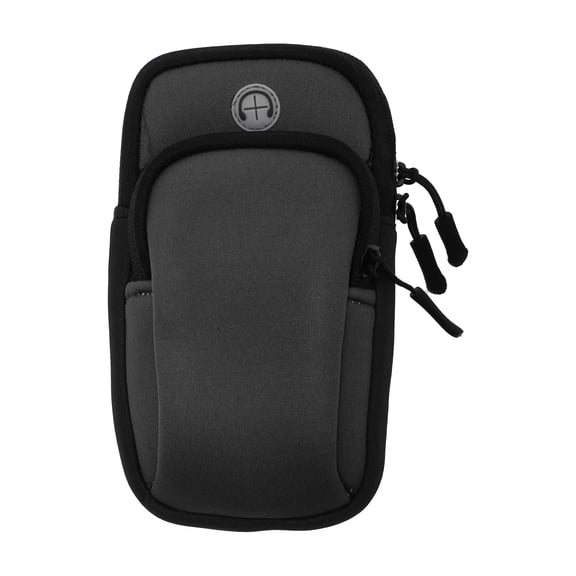 Unique Bargains 1 Pc Convenient Phone Holder Arm Bands with Zipper for Hiking Gym Black Neoprene