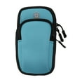thumbnail image 1 of Unique Bargains 1 Pc Convenient Phone Holder Arm Bands with Zipper for Hiking Gym Blue Neoprene, 1 of 4