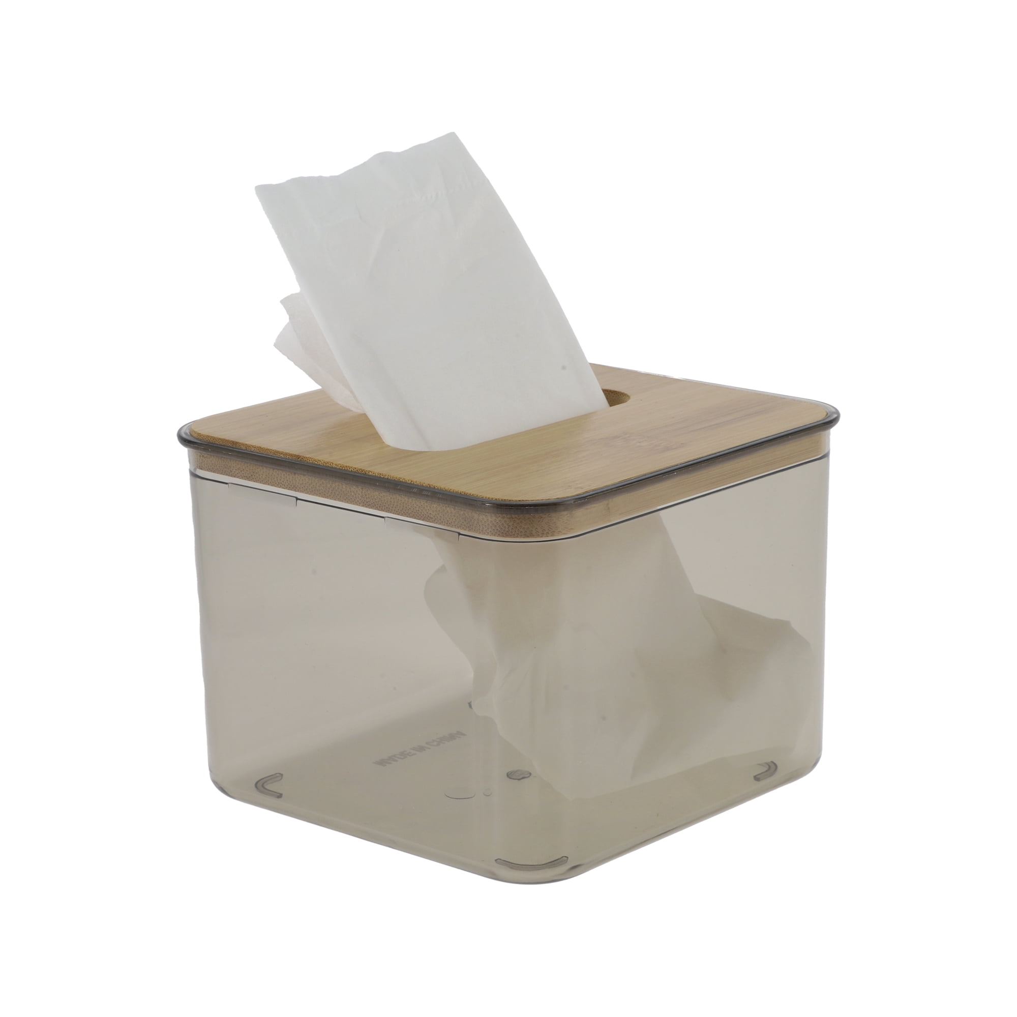 Unique Bargains 1 Pc Convenient Square Tissue Box Holder Clear Black 7.53"x7.53"x3.35"