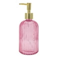 thumbnail image 1 of Unique Bargains 1 Pc Convenient Vertical Stripe Soap Dispenser 13.53oz Pink Gold Tone, 1 of 6
