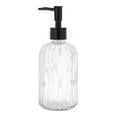 thumbnail image 1 of Unique Bargains 1 Pc Convenient Vertical Stripes Soap Dispenser 13.53oz Clear Black, 1 of 6