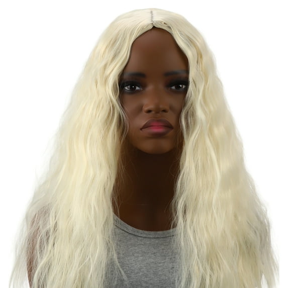 Unique Bargains 1 Pc Corn Curls Hair Wig High Temperature Fiber 26in Human Wig Gold Tone for Women