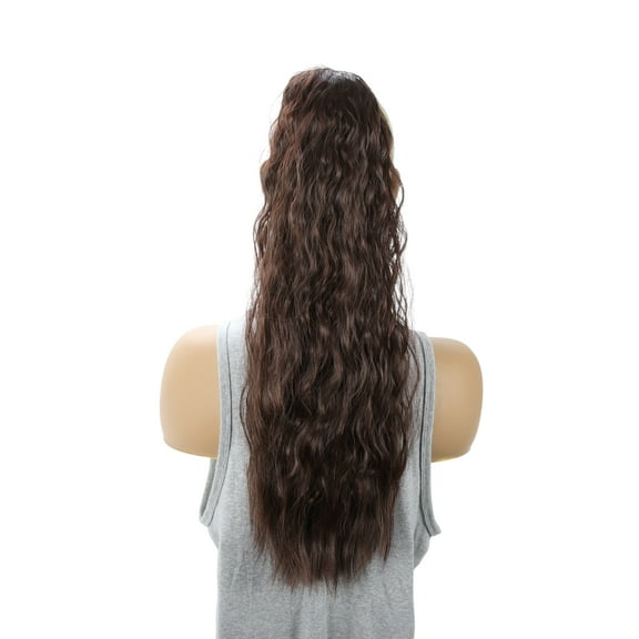 Unique Bargains 1 Pc Corn Curly Ponytail Long Hair Hair Extensions High Temperature Fiber 22IN Hair Extension Tape Dark Brown for Women