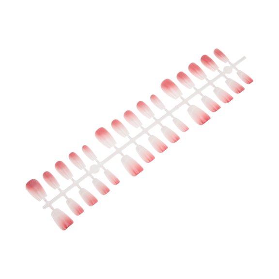 Unique Bargains 1 Pc Crescent Short Coffin Fake Nails Red White