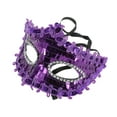 thumbnail image 1 of Unique Bargains Halloween Christmas 1 Pc Crystal Beaded Half Face Party Mask for Masquerade Party Purple, 1 of 5