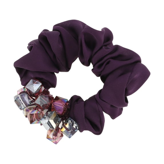 Unique Bargains 1 Pc Cube 1 Pc Faux Crystal Hair Rope Hair Scrunchies for Women for Girls Purple