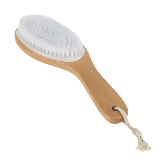 Unique Bargains 1 Pc Curved Handle Bath Brush Short Body Scrubber for Bath 9.84" Length White