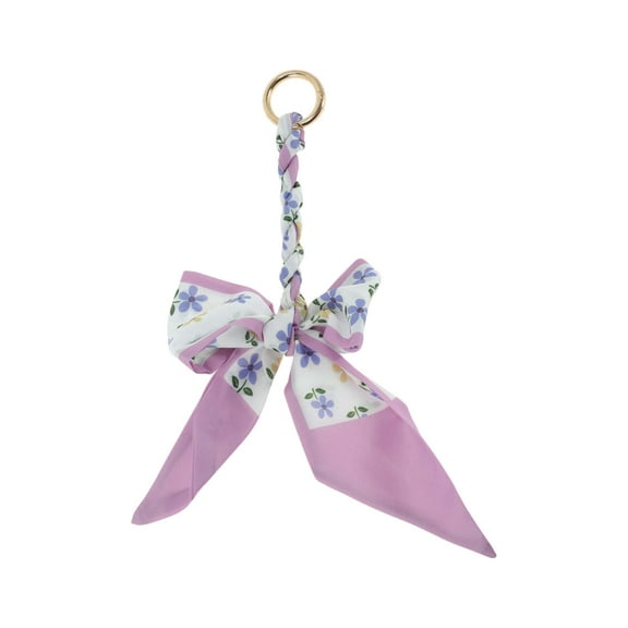 Unique Bargains 1 Pc Cute Bow Flowers Bag Charm Decorative Keychain Pink Purple