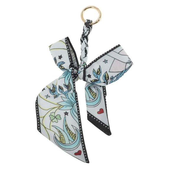 Unique Bargains 1 Pc Cute Bow Print Bag Charm Decorative Keychain Blue Green