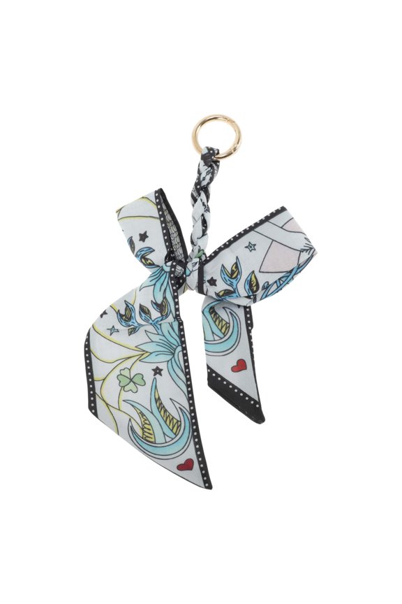 1 Pc Cute Bow Print Bag Charm Decorative Keychain Blue Green