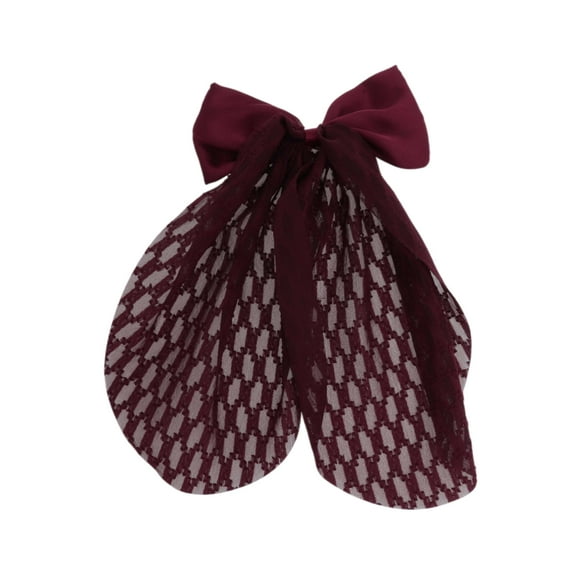 Unique Bargains 1 Pc Cute Bow Ribbon Hair Clips Wine Red