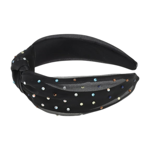 Unique Bargains 1 Pc Cute Colored Diamond Knotted Headband Headbands for Women Black
