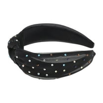 Unique Bargains 1 Pc Cute Colored Diamond Knotted Headband Headbands for Women Black