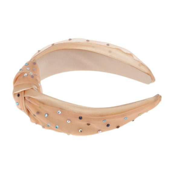 Unique Bargains 1 Pc Cute Colored Diamond Knotted Headband Headbands for Women Khaki