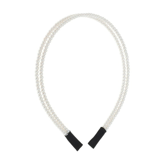 Unique Bargains 1 Pc Cute Double Row Small Pearl Headbands for Women White