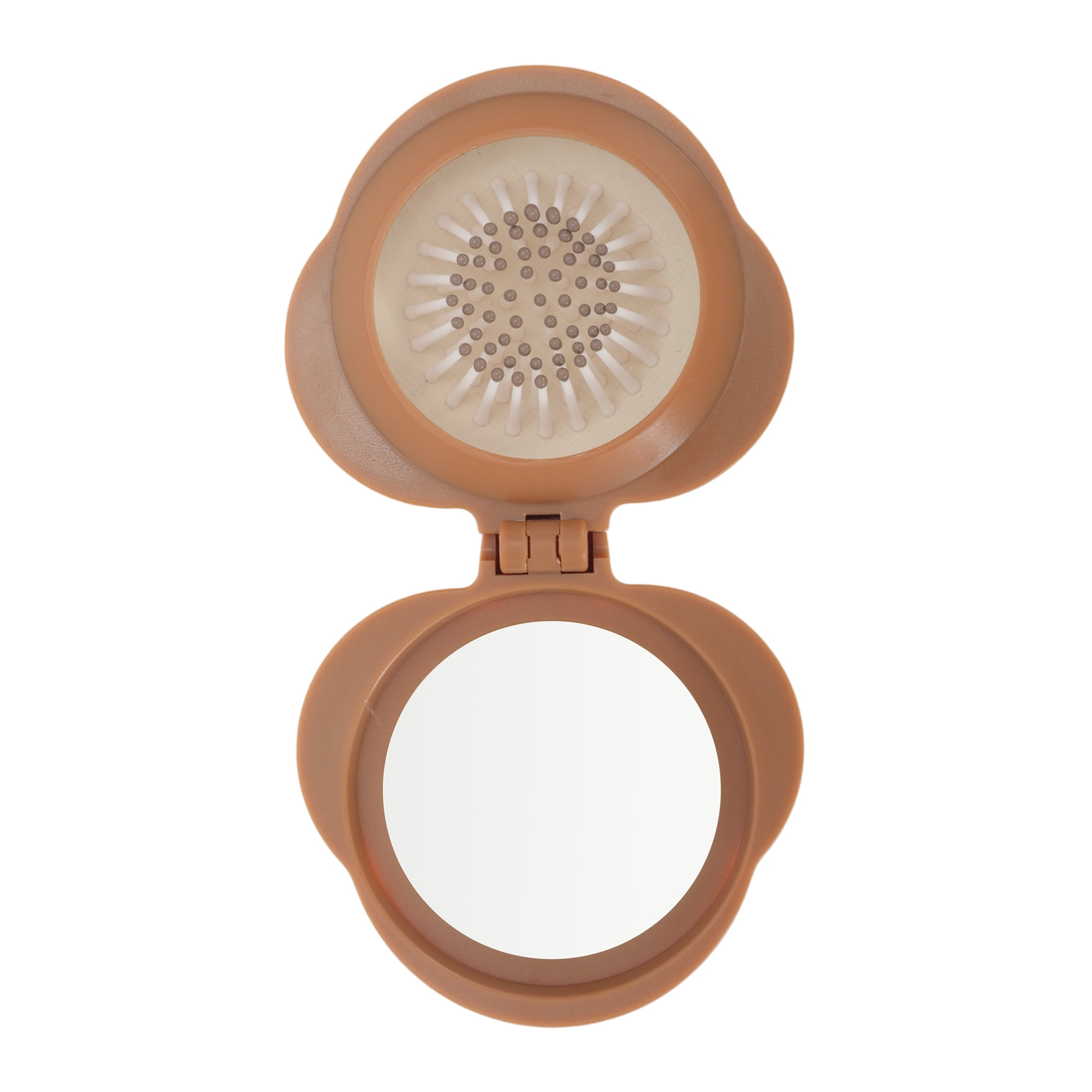 Unique Bargains 1 Pc Cute Durable Foldable Airbag Mirror Comb for All Hair Types Brown
