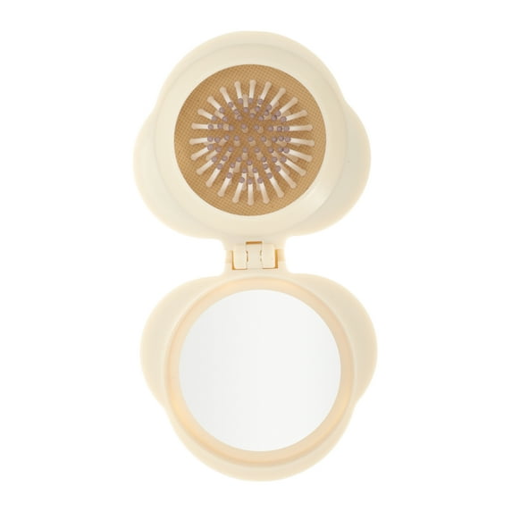 Unique Bargains 1 Pc Cute Foldable Airbag Mirror Comb Beige ABS TPR