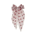 thumbnail image 1 of Unique Bargains 1 Pc Cute Heart Shaped Printed Bow Ribbon Spring Hair Clips Red Pink, 1 of 5