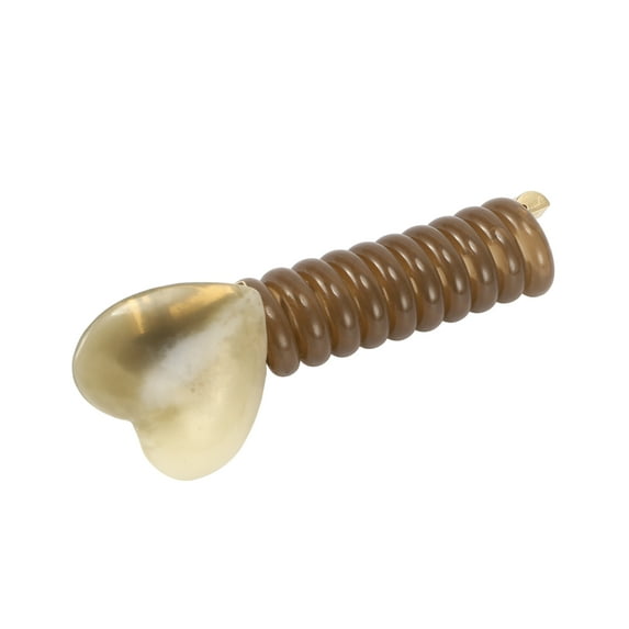 Unique Bargains 1 Pc Cute Heart Telephone Wire Hair Bands for Girls 3.15"x1.26" Apricot Khaki