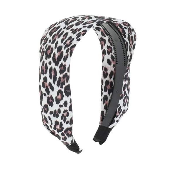 Unique Bargains 1 Pc Cute Leopard Print Wide Side Headbands for Women Gray White