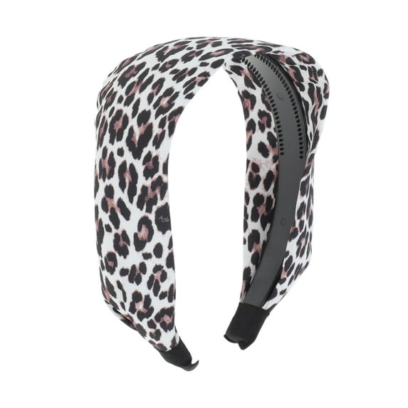 Unique Bargains 1 Pc Cute Leopard Print Wide Side Headbands for Women Gray White