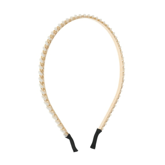 Unique Bargains 1 Pc Cute Pearl Headbands for Women Gold Tone