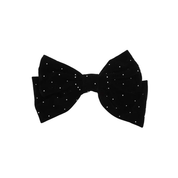Unique Bargains 1 Pc Cute Rhinestones Bow Spring Hair Clips Black