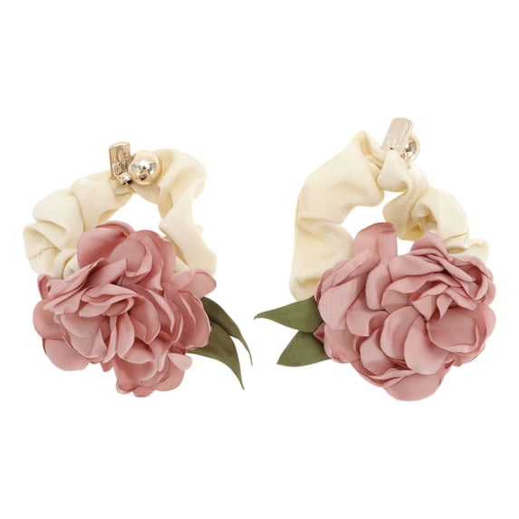 Unique Bargains 1 Pc Cute Rose Pearl Scrunchie Hair Elastic Band Pink