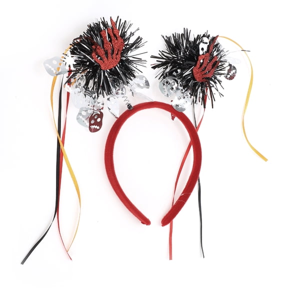 Unique Bargains 1 Pc Cute Skeleton Hand Pattern Headband for Halloween 4.72" Diameter Black Red