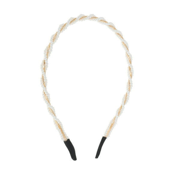 Unique Bargains 1 Pc Cute Twists Pearl Headbands for Women White