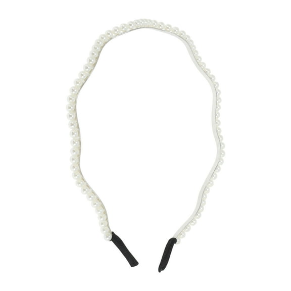Unique Bargains 1 Pc Cute Wave Pearl Headbands for Women White