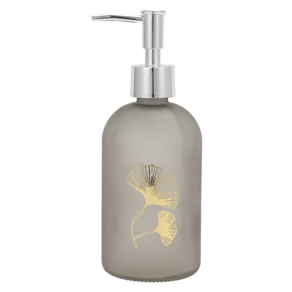 Unique Bargains 1 Pc Cylinder Ginko Soap Dispenser 13.53oz Clear Coffee Color