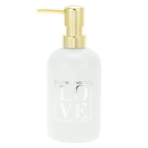 Unique Bargains 1 Pc Cylinder Letter Soap Dispenser 13.53oz White Gold Tone