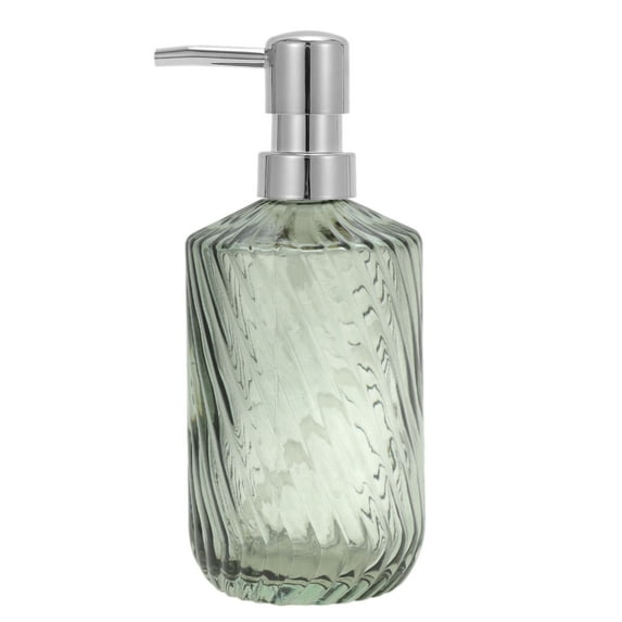 Unique Bargains 1 Pc Cylinder Twill Lines Soap Dispenser 15.22oz Cyan Silver Tone