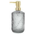 thumbnail image 1 of Unique Bargains 1 Pc Cylinder Twill Lines Soap Dispenser 15.22oz Gray Gold Tone, 1 of 6