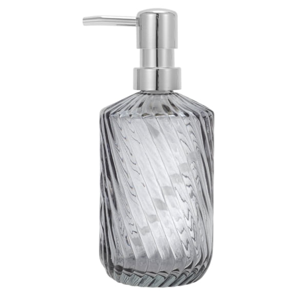Unique Bargains 1 Pc Cylinder Twill Lines Soap Dispenser 15.22oz Gray Silver Tone